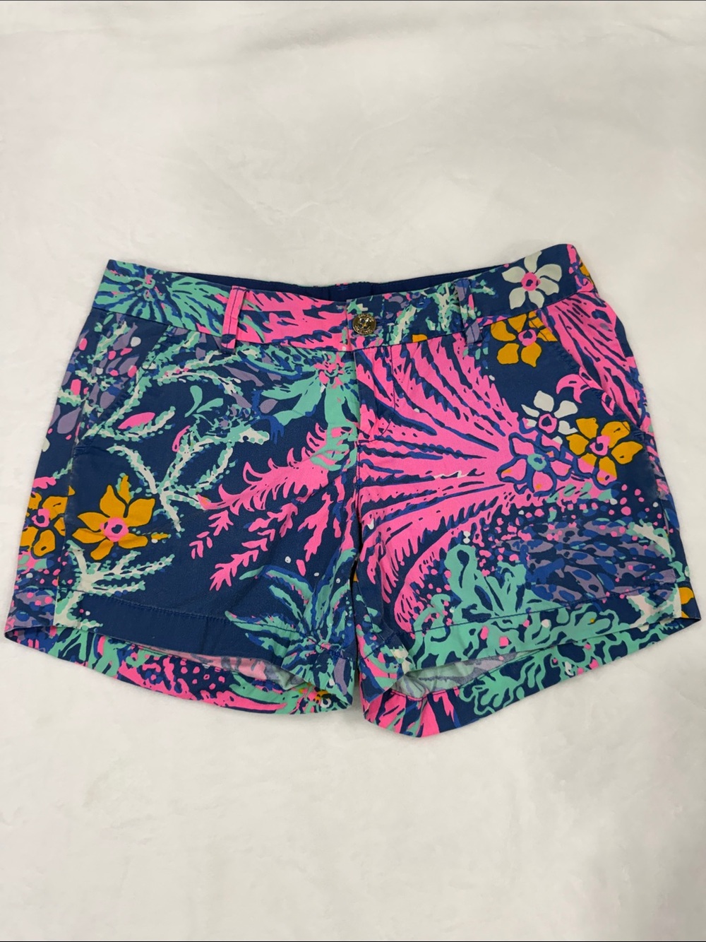 Lilly Pulitzer Callahan Navy & Pink Floral Tropical Print Shorts Size 4